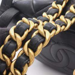 Pre Owned Chanel Matelasse Backpack Bag In Lambskin Leather Black