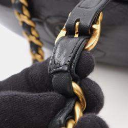 Pre Owned Chanel Matelasse Backpack Bag In Lambskin Leather Black