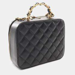 Pre Owned حقيبة كتف شانيل ماتيلسي جلد الخروف أسود