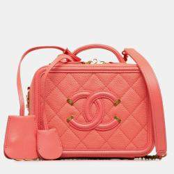 مملوكة مسبقًا Chanel Matelasse Coco Mark Cc Figurine Handbag Pink Caviar Skin