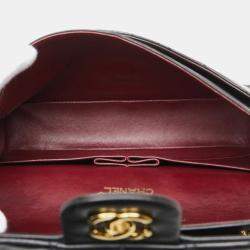 Pre Owned Chanel Coco Mark Matelasse 25 Double Flap Chain Shoulder Bag In Black Lambskin