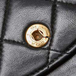Pre Owned Chanel Coco Mark Matelasse 25 Double Flap Chain Shoulder Bag In Black Lambskin