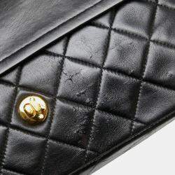 Pre Owned Chanel Coco Mark Matelasse 25 Double Flap Chain Shoulder Bag In Black Lambskin
