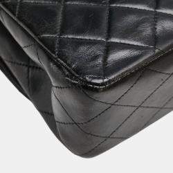 Pre Owned Chanel Coco Mark Matelasse 25 Double Flap Chain Shoulder Bag In Black Lambskin