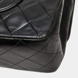 Pre Owned Chanel Coco Mark Matelasse 25 Double Flap Chain Shoulder Bag In Black Lambskin