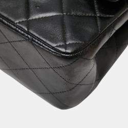 Pre Owned Chanel Coco Mark Matelasse 25 Double Flap Chain Shoulder Bag In Black Lambskin