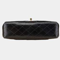 Pre Owned Chanel Coco Mark Matelasse 25 Double Flap Chain Shoulder Bag In Black Lambskin