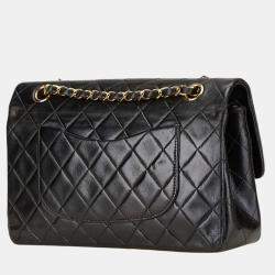 Pre Owned Chanel Coco Mark Matelasse 25 Double Flap Chain Shoulder Bag In Black Lambskin