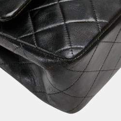 Pre Owned Chanel Coco Mark Matelasse 25 Double Flap Chain Shoulder Bag In Black Lambskin