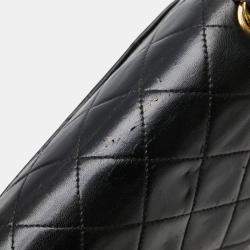 Pre Owned Chanel Coco Mark Matelasse 25 Double Flap Chain Shoulder Bag In Black Lambskin