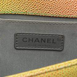 Pre Owned Chanel Boy Chanel Coco Mark Chain Shoulder Bag In Multicolored Caviar Skin
