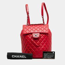 Pre Owned حقيبة ظهر شانيل ماتيلس كوكو مارك سلسلة حمراء جلد الغنم