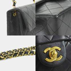 Pre Owned حقيبة كتف شانيل جلد حملان سوداء ذهبية