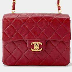 Pre Owned Chanel Chain Shoulder Bag Mini Matelasse Coco Mark Lambskin Mato