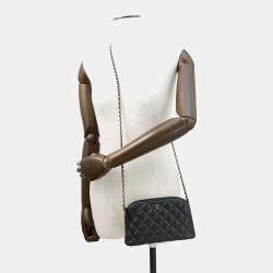 مملوكة مسبقًا حقيبة شانيل سلسلة الكتف كلاسيك ماتيللاسي جلد حبيبي أسود