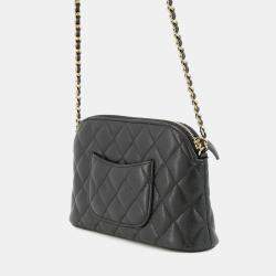 مملوكة مسبقًا حقيبة شانيل سلسلة الكتف كلاسيك ماتيللاسي جلد حبيبي أسود