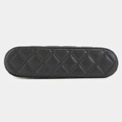 مملوكة مسبقًا حقيبة شانيل سلسلة الكتف كلاسيك ماتيللاسي جلد حبيبي أسود