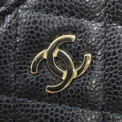 مملوكة مسبقًا حقيبة شانيل سلسلة الكتف كلاسيك ماتيللاسي جلد حبيبي أسود