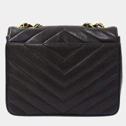 مملوكة مسبقًا Chanel Shoulder Bag V-Stitched Lambskin Black With Gold Hardware And Double Chain