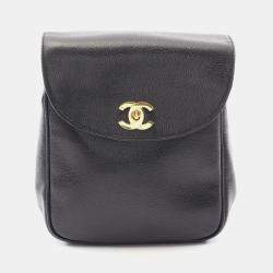 مملوكة مسبقًا Chanel Coco Mark Backpack Bag In Grained Calf Leather Black