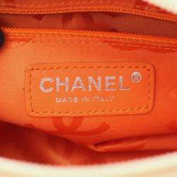 Pre Owned Chanel Cambon Mini Bowling Bag Handbag Leather Patent Beige