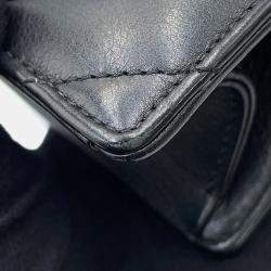 Pre Owned حقيبة كتف سلسلة شانيل غرز على شكل V جلد حملان سوداء