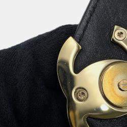 Pre Owned حقيبة كتف سلسلة شانيل غرز على شكل V جلد حملان سوداء