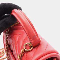 Pre Owned Chanel Chevron V-Stitch Lambskin Leather Shoulder Bag