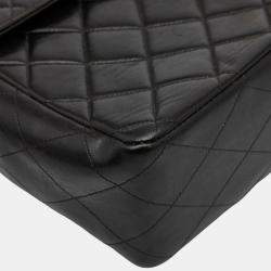 Pre Owned حقيبة كتف شانيل ديكا مطرز 30 كوكو مارك سلسلة جلد أسود