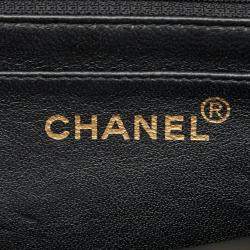 Pre Owned حقيبة كتف شانيل ديكا مطرز 30 كوكو مارك سلسلة جلد أسود
