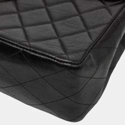 Pre Owned حقيبة كتف شانيل ديكا مطرز 30 كوكو مار ك سلسلة جلد أسود