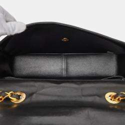 Pre Owned حقيبة كتف شانيل ديكا مطرز 30 كوكو مارك سلسلة جلد أسود