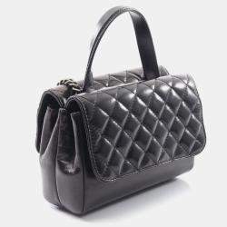 Pre Owned حقيبة شانيل سوداء جلد بمقبض علوي وحزام على الكتف ماتالاسيه