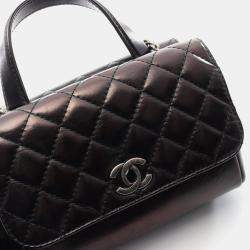 Pre Owned حقيبة شانيل سوداء جلد بمقبض علوي وحزام على الكتف ماتالاسيه