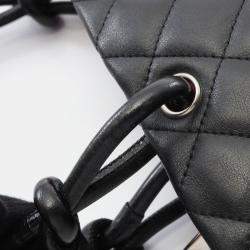 Pre Owned حقيبة يد توت شانيل كامبون متوسطة جلد سوداء وبيضاء