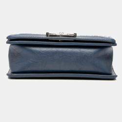 Pre Owned حقيبة شانية كتف سلسلة بوي مارك كوكو شفرون زرقاء جلد خروف