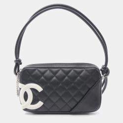 مملوكة مسبقًا Chanel Cambon Line Handbag Leather Black And White
