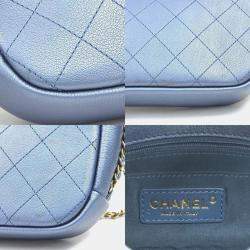 مملوكة مسبقًا Chanel Shoulder Bag Leather Metallic Blue And Gold