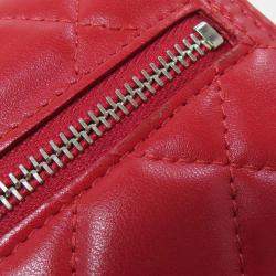 Pre Owned Chanel Chain Shoulder Bag Matelasse Silver Hardware Bifold Wallet Lambskin