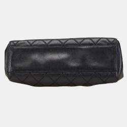 Pre Owned حقيبة كتف شانيل ماتيلسي كوكو مارك سلسلة جلد الغنم أسود