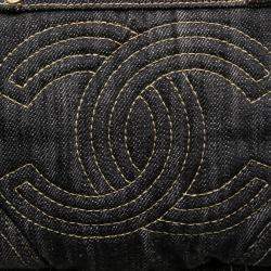 مملوكة مسبقًا Chanel Sparkling Denim Coco Mark Handbag Indigo Blue