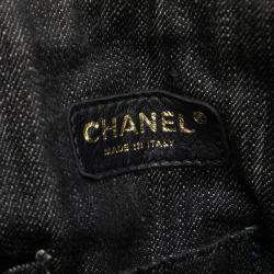 مملوكة مسبقًا Chanel Sparkling Denim Coco Mark Handbag Indigo Blue