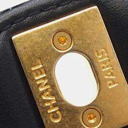 Pre Owned حقيبة شانيل رفرف فردي مربعة صغيرة نمط نجمة من قماش تويد مبطن باللونين الأسود والأبيض