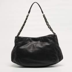 Pre Owned حقيبة شانيل كاجوال هوبو جلد مبطن أسود سلسلة