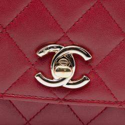 مملوكة مسبقًا Chanel Red Lambskin Trendy CC Wallet On Chain