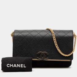 Pre Owned Chanel Black CC Stitched Caviar and Suede Lady Coco Flap