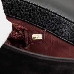 Pre Owned Chanel Black CC Stitched Caviar and Suede Lady Coco Flap