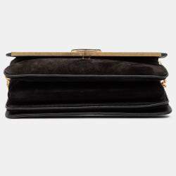 Pre Owned Chanel Black CC Stitched Caviar and Suede Lady Coco Flap