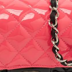 مملوكة مسبقًا Chanel Classic Single Flap Mini Black/Pink Quilted Patent Leather Bag