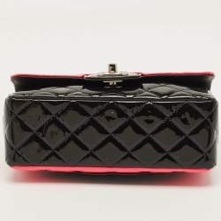 مملوكة مسبقًا Chanel Classic Single Flap Mini Black/Pink Quilted Patent Leather Bag